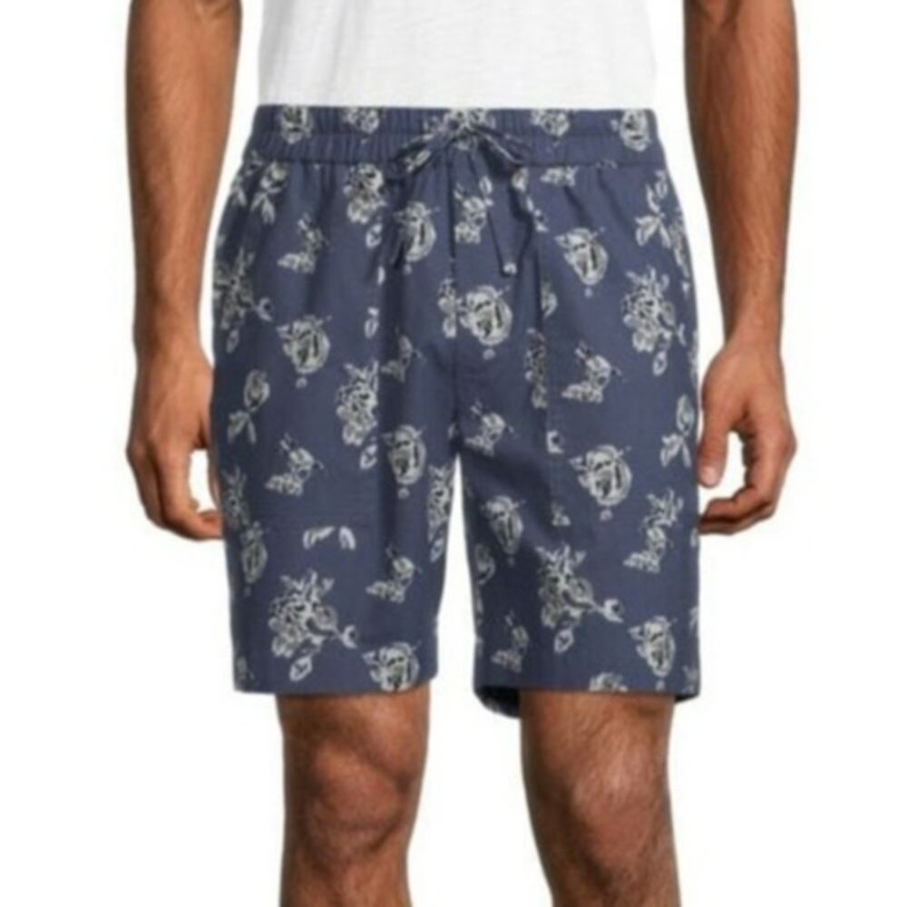 VINCE Ikat Floral Swim Shorts Hematite Blue Size Medium